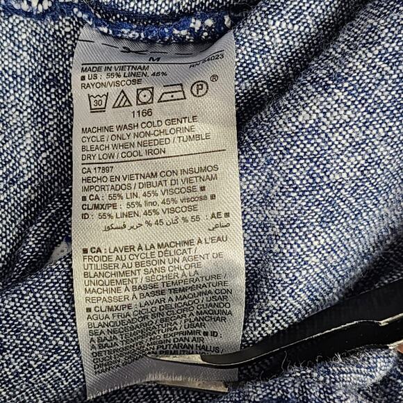 Old Navy Pants Womens M Blue Linen Blend Pull On Crop Cuffed Leg Drawstring - Picture 5 of 12